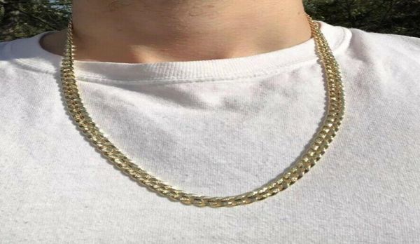 

14k yellow solid fine gold gf 24 quot cuban curb 10mm chain necklace2512588, Silver