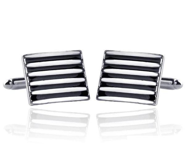 

new arrive men039s shirt cufflinks metal men enamel stripe cuff links for wedding party fashion simple men sleeve shirt french 4927379, Silver