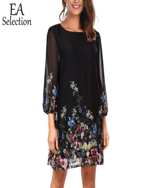 

ea selection boho flowy chiffon dress for women summer dresses plus size casual round neck straight loose beach dress1187808, White;black