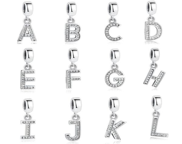 

eleshe 925 sterling silver az clear cz alphabet letter pendent charm fit original bracelets diy initial letter necklace q02253664332, Black