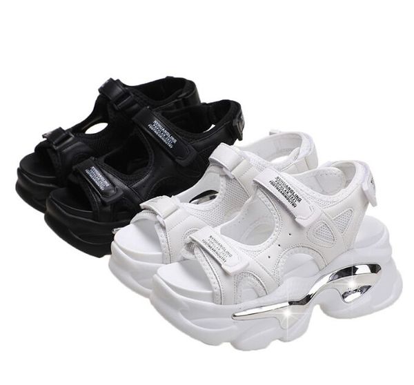

women sandals peep-toe wedge platform sneakers woman heels thick bottom sandal new casual beach flip flops, Black
