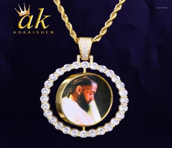 

chains spinning rotating doublesided medallions pendant necklace real gold plated men039s hip hop jewelry 2x165 inch16450654, Silver