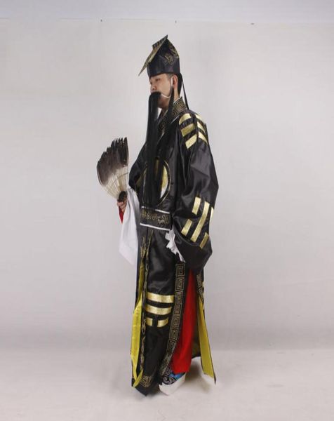 

chinese operas robe hat peking opera costumes three kingdoms periods zhu geliang uniform bagua tai chi wudang daoist drama outfi9777036, Black;red