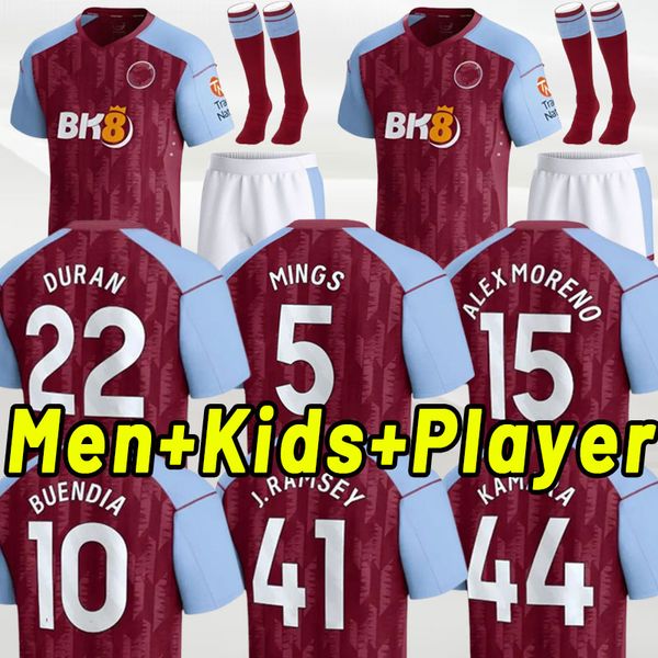 

kamara 23 24 home aston villaes soccer jerseys 2023 2024 watkins buendia mcginn el ghazi douglas luiz mings konsa cash men kids football shi, Black;yellow