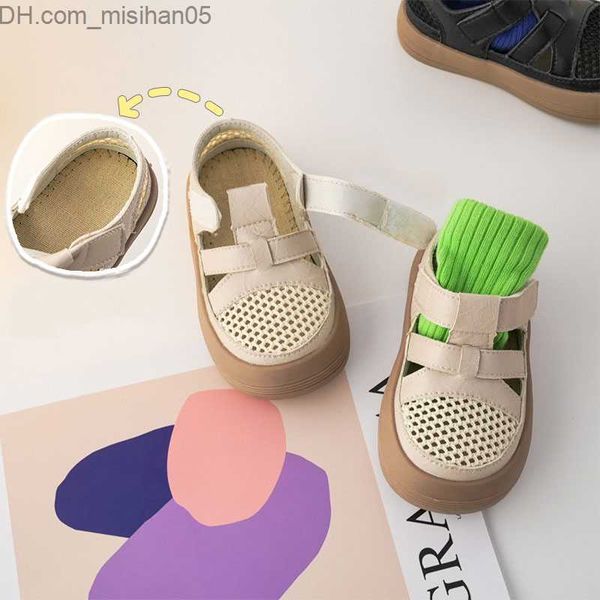 

sandals children's summer hollow sandals 2022 new girls' breathable mesh shoes boys' cool hook sandals baby microfiber soft s, Black;red