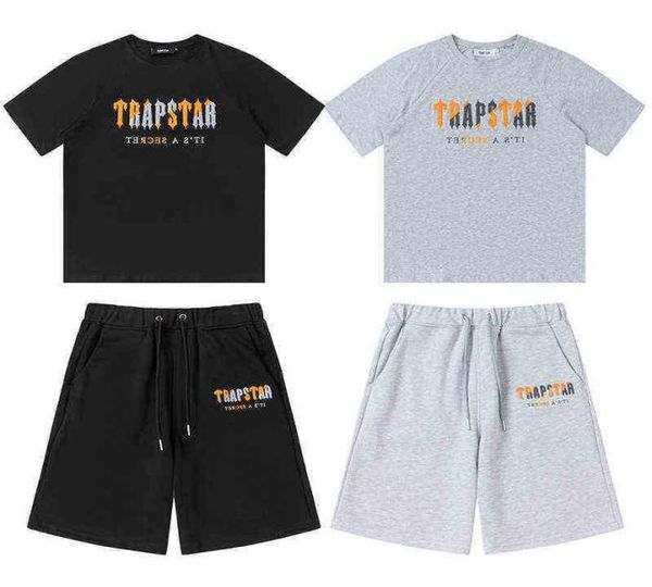 

mens shorts and t shirt set tracksuits designer couples towel embroidery letter men's set womens round neck trap star sweatshirt suits, Gray