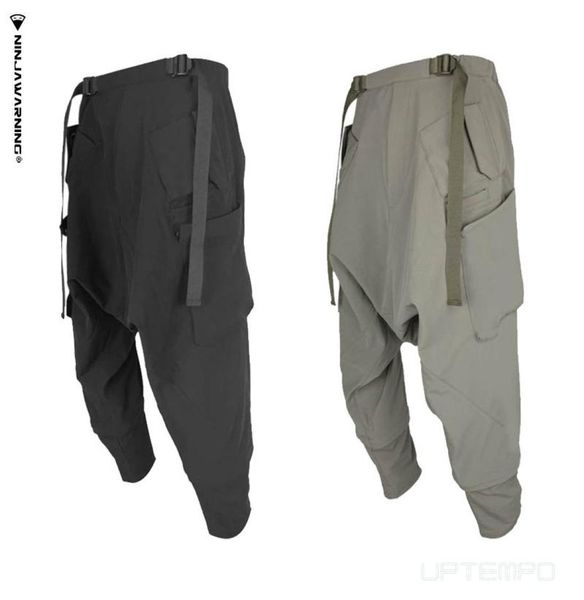 

men039s pants ninjawarning ultrawide drawcord convertable cargo drop crotch water repellent techwear ninjawear japanese style7664717, Black