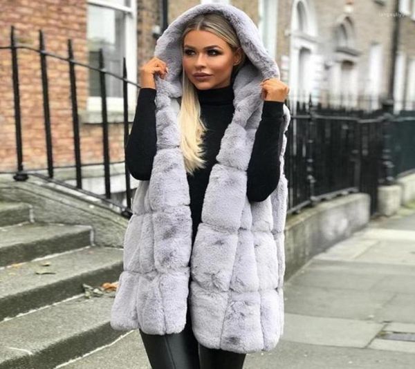 

women039s vests sleeveless coat 2022 y2k autumn winter women casual hooded vest faux fur warm streetwear korean fashion ladies 4705863, Black;white