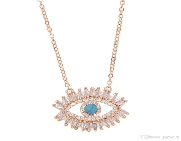 

18k gold plated turkish evil eye necklace lucky girl gift baguette cubic zirconia turquoise geomstone eye jewelry 9769811, Silver