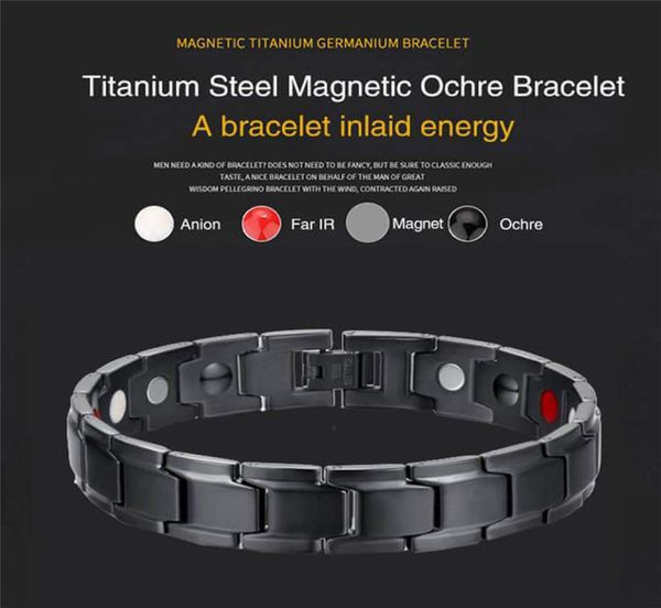 

therapeutic energy healing bracelet stainless steel magnetic therapy bracelet6471468, Black