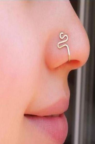 

original copper wire spiral fake piercing nose ring 2021 punk gold silver color clip nose ring also can be ear clip cuff bijoux2505847