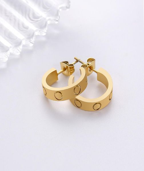 

high edition ear cuff charms love earrings for women girls ladies stud piercing jewelry engraved logo titanium steel gift designer5686730, Golden;silver