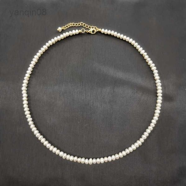 

pendant necklaces 4mm white freshwater pearl necklace 14k gold filled adjustable chain pearls beaded exquisite choker collier perles perlas, Silver