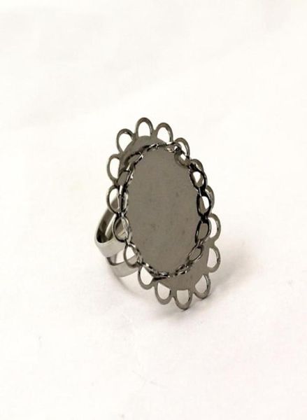 

beadsnice jewelry finding handmade ring base fit 18mm round gemstone ring blanks adjustable size bezel ring base lace oval id 28943437727, Slivery;crystal