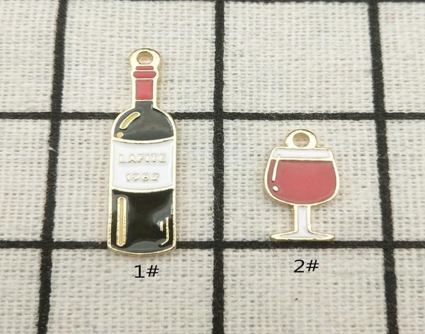 

10pcs enamel charm wine bottle and cup jewelry accessories earring pendant bracelet necklace charms zinc alloy diy finding7854273, Bronze;silver