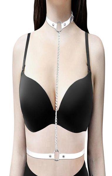 

garters est handmade leather harness for women corset bralette punk gothic clothes adjust waist waistband rave wear costume9621834, Black;white