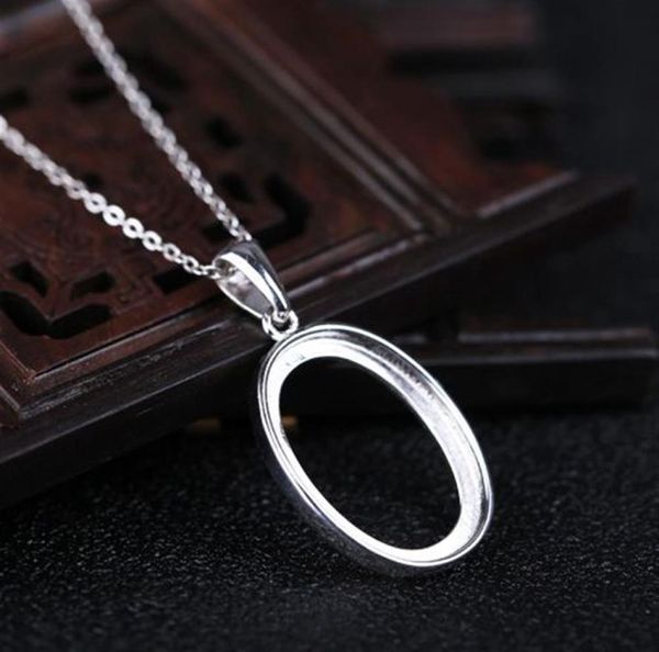 

fine silver 925 sterling silver pendant semi mount pendant for 14x20mm oval cabochon amber agate opal jewelry setting no necklace28450452