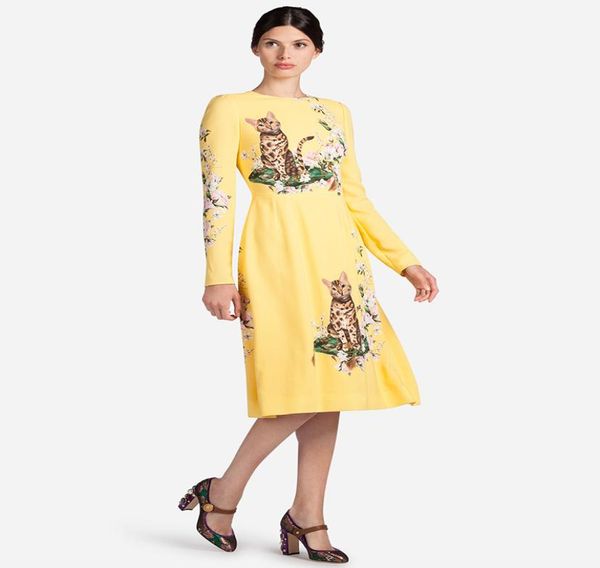 

animal print women aline dress elegant long sleeve dresses 09k5706315584, Black;gray