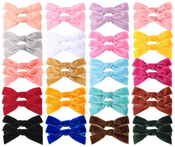 

3 inch solid velvet hair bows for girls hair clips baby boutique hairpin handmade barrettes headwear kids hair accessories4337153, Slivery;white