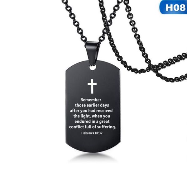 

men stainless steel cross necklace bible verse prayer dog tag pendant necklace serenity prayer christian jewelry7121194, Silver