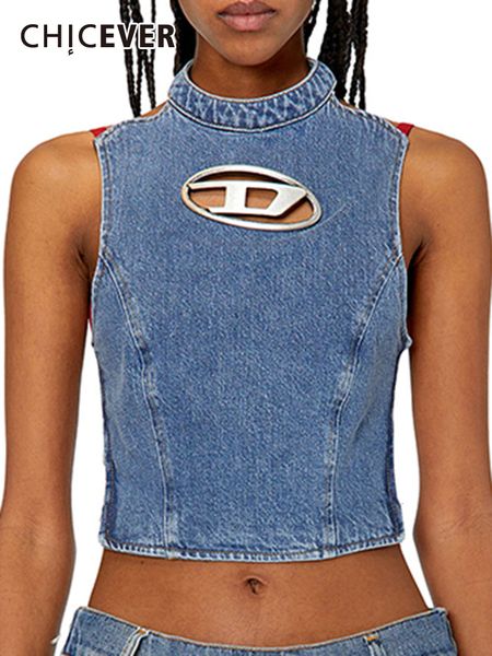 

women's tanks camis chicever y2k denim women's vest sleeveless strapless weight loss hollow backless fashionable short vest women&, White