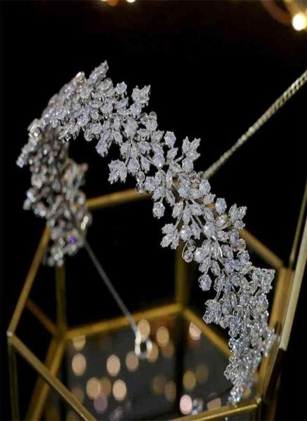 

crystal bride headband hair band 100 zirconia female jewelry wedding accessories tiara crown 2107077867963, Silver