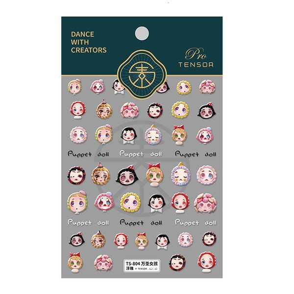 

stickers decals 10pcs 5d embossed love clown girl red nail sticker design selfadhesive adhesive slider accessories art decoration stick 2307, Black