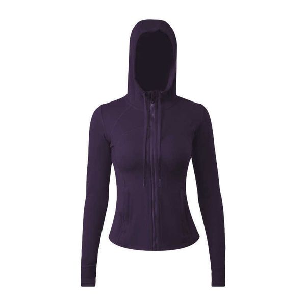 

lu yoga suit double faced brushed women's sports hooded jacket high elastic zipper coat cardigan slim fit nude 1 xb4l, Black