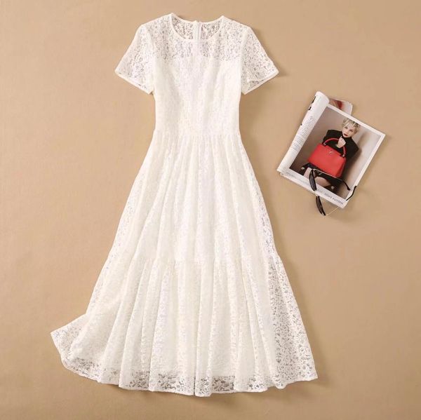 

highquality cotton blend white lace dress01234567899266676, Black