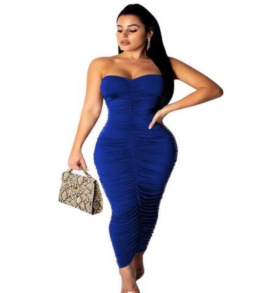 

strapless bodycon womens dresses irregular ruched long dress summer fashion casual club party women clothing2709139, Black;gray