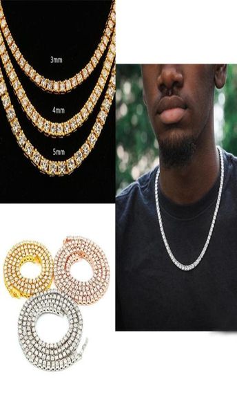 

diamond necklace man hip hop iced out tennis chains bling luxurious jewelry sterling silver 1 row 3mm 4mm 5mm necklace fashion 16 4505143, Black