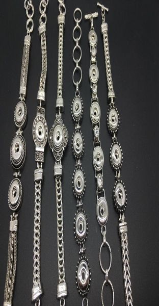 

whole 6pcs lot mix style silver ginger snap charm bracelet interchangebale 12mm chunk button noosa diy snap jewelry fit 12mm s6385476, Golden;silver