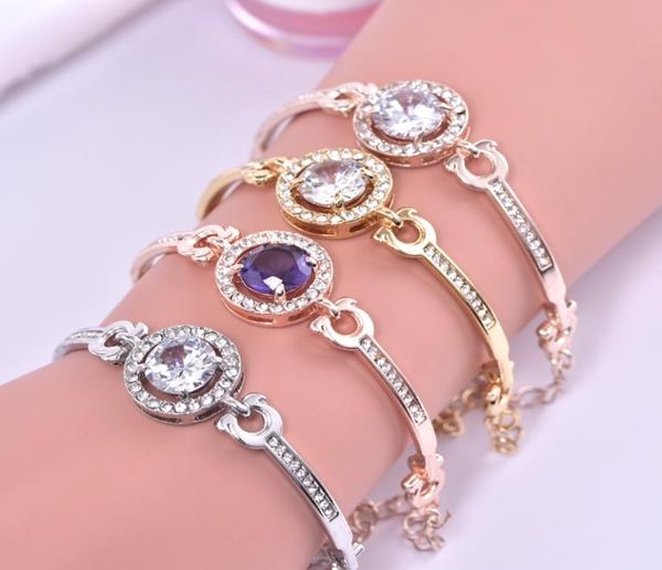 

rose gold popular bracelet hearts arrows zircon simple women039s bracelet korean crystal jewelry1104935, Black