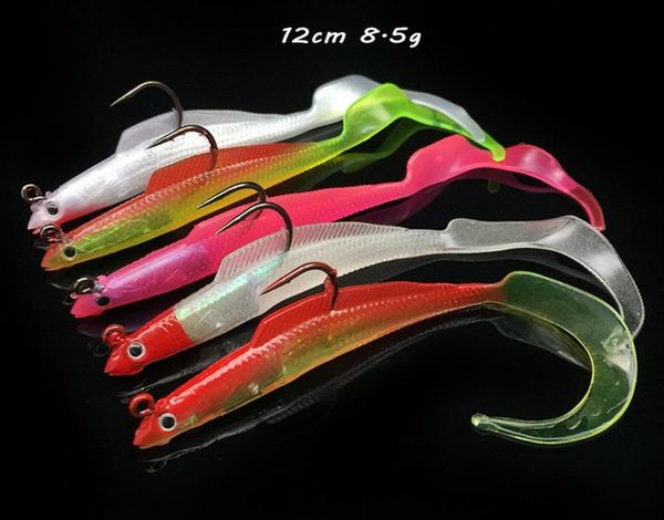 

10pcslot 5 color mixed 12cm 85g bionic fish silicone soft baits lures jigs fishing hooks single hook fishhooks pesca tackle ac6775550