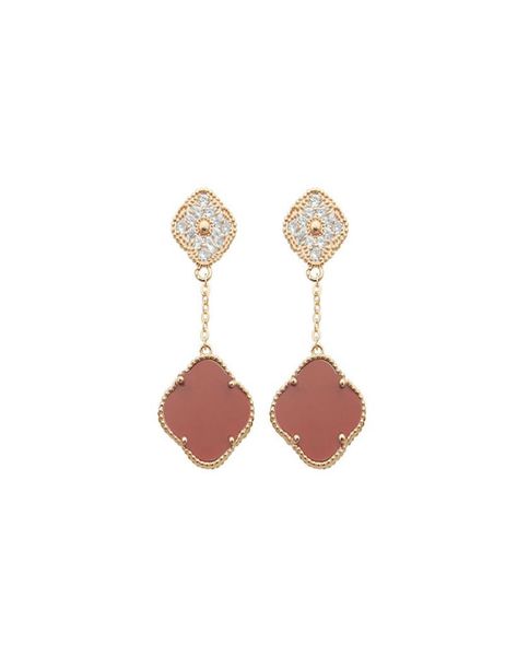 

12 mixed styles women luxury designer stud double fourleaf flowers full diamonds fashion earrings titanium steel logo7862151, Golden;silver