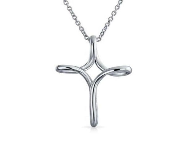 

fashion 925 sterling silver plated infinity looped cross pendant necklace for women plain polished 17 inch chain2301147