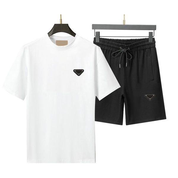 

mens tracksuit designer t shirt and shorts two piece set black white casual jogger sportswear summer sweatershirts sweatpants tee european a, Gray