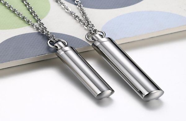

mixed order stainless steel lover039s pendant couple pendants with chain wedding cylinder necklace men039s scent bottle neck4105795, Silver