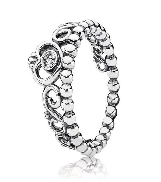 

authentic 925 sterling silver rings women girls jewelry for princess tiara crown ring with original box wedding ring sets1335618, Slivery;golden