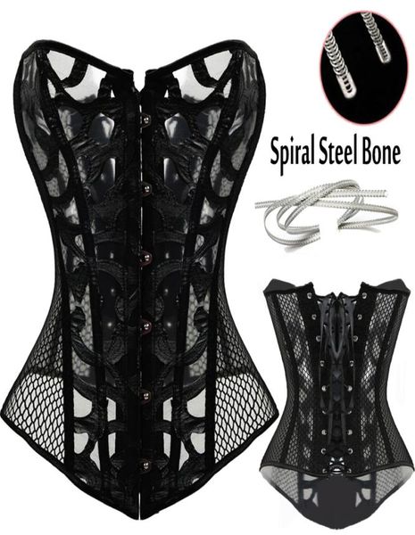 

wholemesh corsets and bustie elastic net hollow out flowers design busk closure bustier corset body shapewear cincher co1234303, Black;white