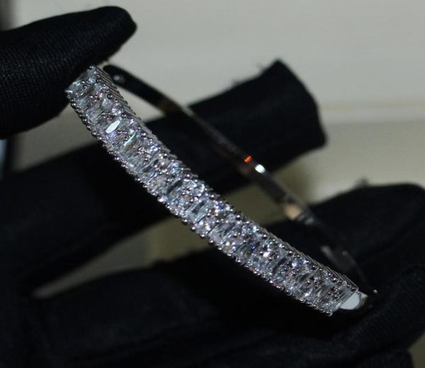 

2019 new arrival fashion jewelry 925 sterling silver princess cut white z cz diamond circle bangle party women bridal bangle f3200312, Black