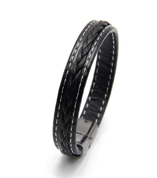 

new men jewelry punk black brown braided leather bracelet for men magnetic clasp bangles gifts4866008, Golden;silver