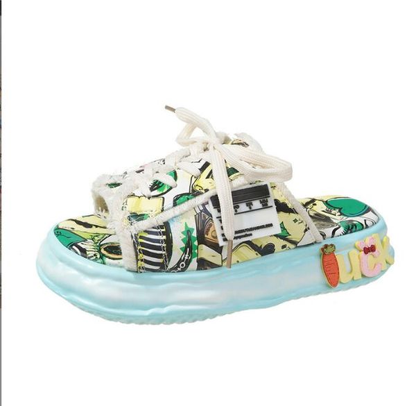 

summer ladies slippers lace-up canvas women shoes graffiti hip-hop sandals sweat-absorbing flat shoes purple women slippers, Black