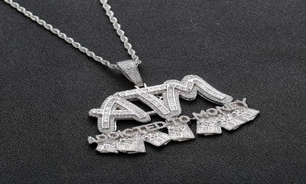 

iced out baguette atm letters pendant necklace addited to money gold color plated cubic zircon hip hop jewelry4004609, Silver