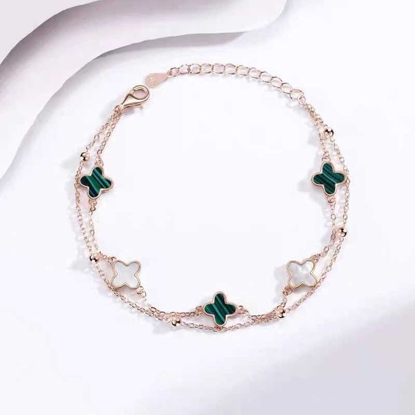 

lucky clover bracelet female simple ins minority design advanced agate 520 valentine's day gift for girlfriend, Golden;silver