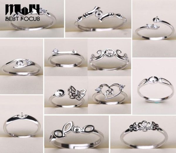 

pearl ring settings 925 sliver rings for women 20 styles mix diy rings adjustable size jewelry settings christmas gift statement j6875916, Slivery;crystal