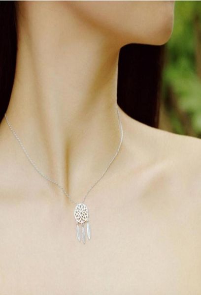 

fashion charm accessories wedding jewelry bohemian feathers necklace gold silver dream catcher pendant neclace for girls5611504