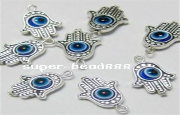 

100pcs hamsa hand evil eye kabbalah luck charms pendant for jewelry making bracelet 19x12mm276k3822936, Bronze;silver
