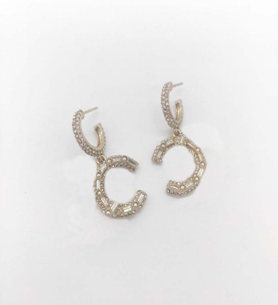 

charm drop earring with all diamond and pendant necklace nature shell design match set have box stamp ps7314a8382113, Golden