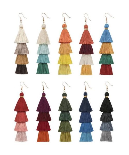 

fashion bohemian tassel crystal long earrings white red silk fabric drop dangle tassel earrings for women 2019 jewelry3490004, Silver